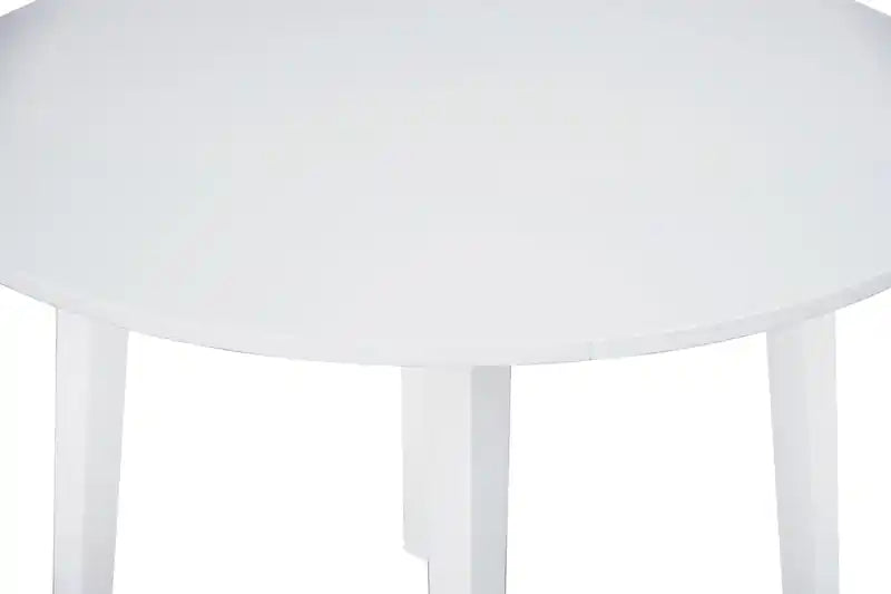 Table de salle à manger à abattants, 42 po ronde - Blanc et marron deux tons