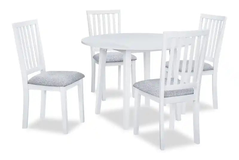 Table de salle à manger à abattants, 42 po ronde - Blanc et marron deux tons