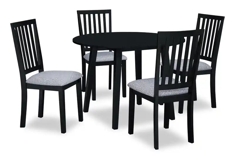 Table de salle à manger à abattants, 42 po ronde - Blanc et marron deux tons