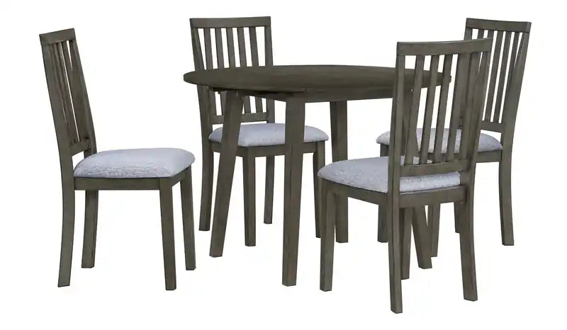 Table de salle à manger à abattants, 42 po ronde - Blanc et marron deux tons
