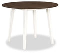Bryn Drop-Leaf Dining Table, 42 Round - Two-Tone White & Brown