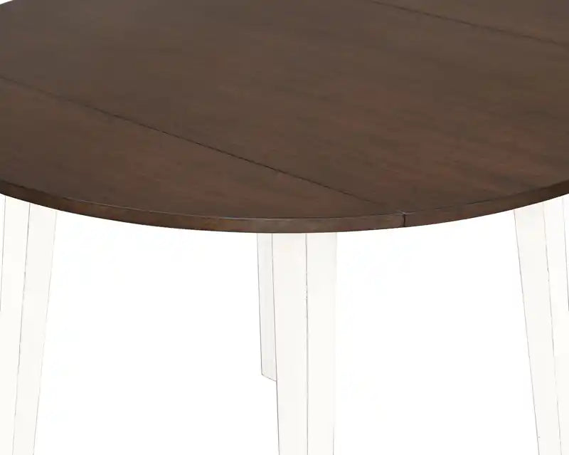 Table de salle à manger à abattants, 42 po ronde - Blanc et marron deux tons