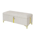Tony Soft Velvet Upholstered Storage Ottoman Bench With Metal Legs
