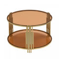 Jonas 31.5 Round Tempered Glass Coffee Table With Lower Shelf