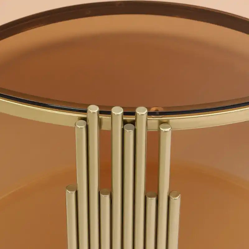 Table basse ronde en verre trempé de 31,5 po avec étagère inférieure