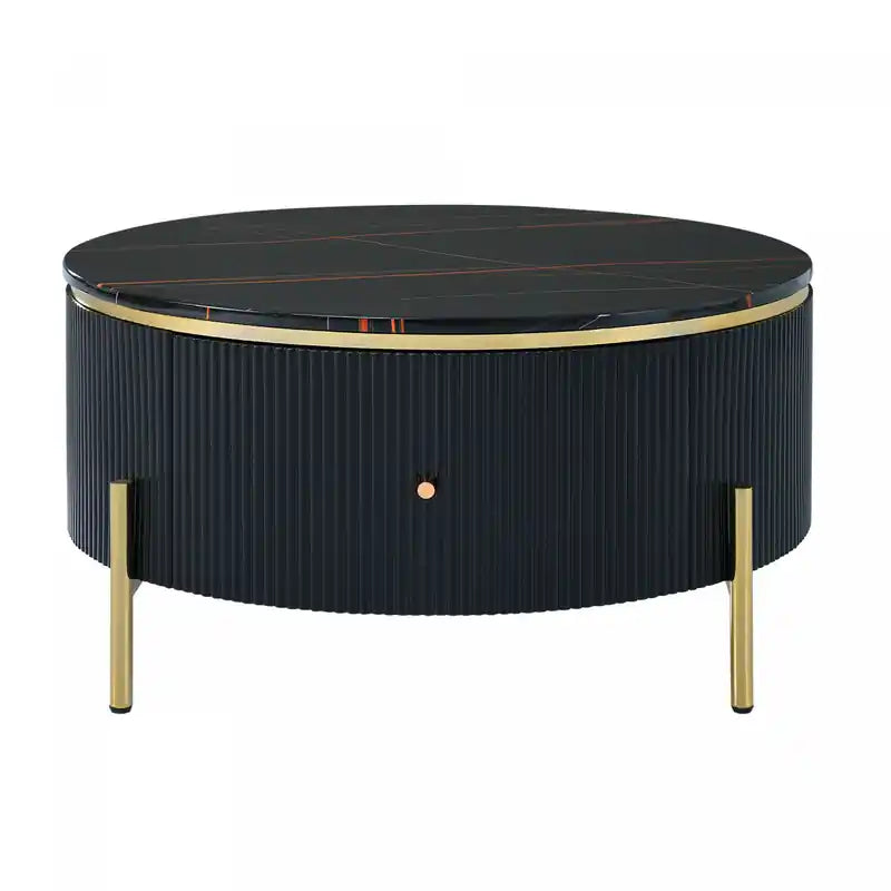 Nelson 31.5 Modern Round Coffee Table With 2 Storage Drawers
