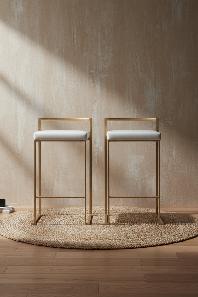 LumiSource Fuji White Faux Leather Contemporary Counter-Height Stool