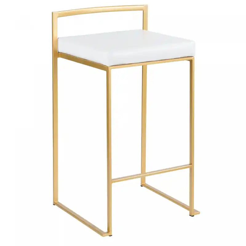 Tabouret de comptoir contemporain en similicuir blanc