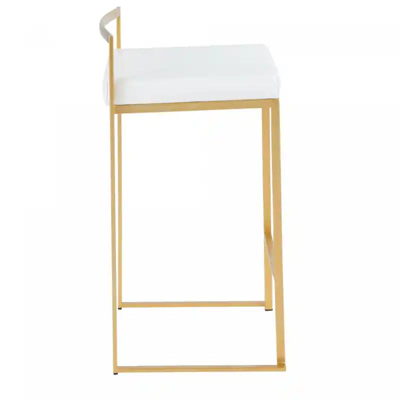 Tabouret de comptoir contemporain en similicuir blanc