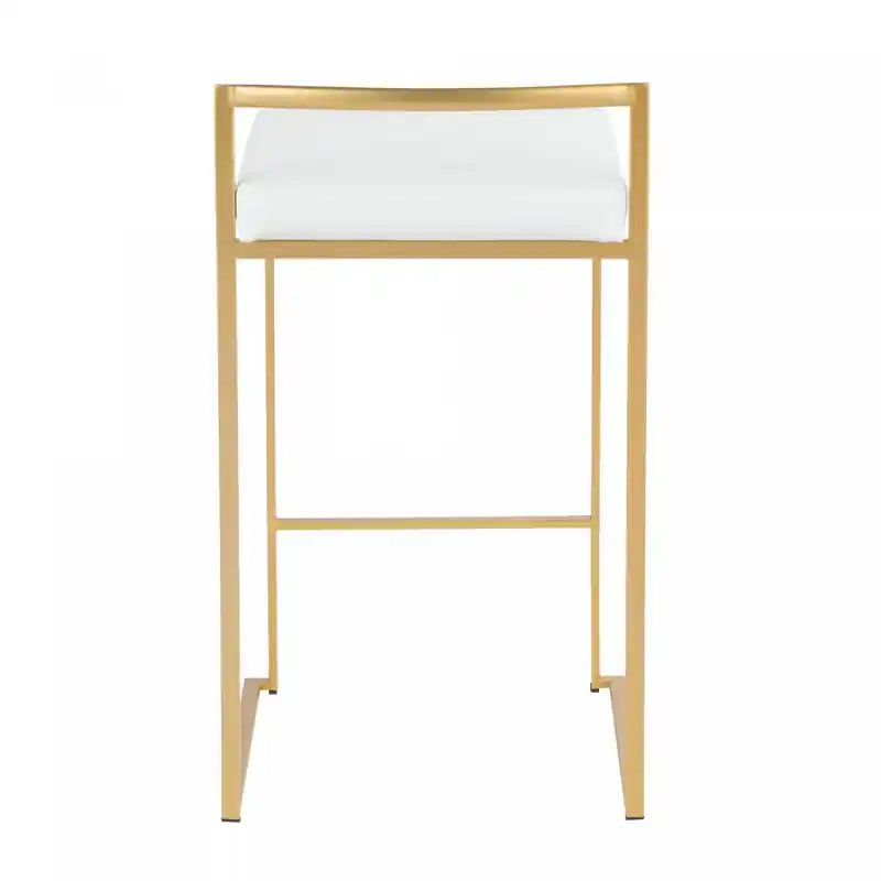 Tabouret de comptoir contemporain en similicuir blanc