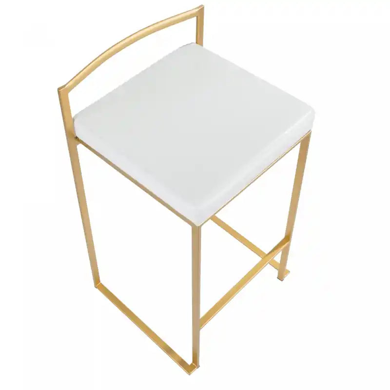 Tabouret de comptoir contemporain en similicuir blanc