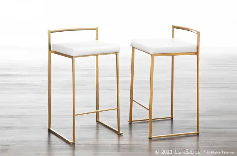 Tabouret de comptoir contemporain en similicuir blanc