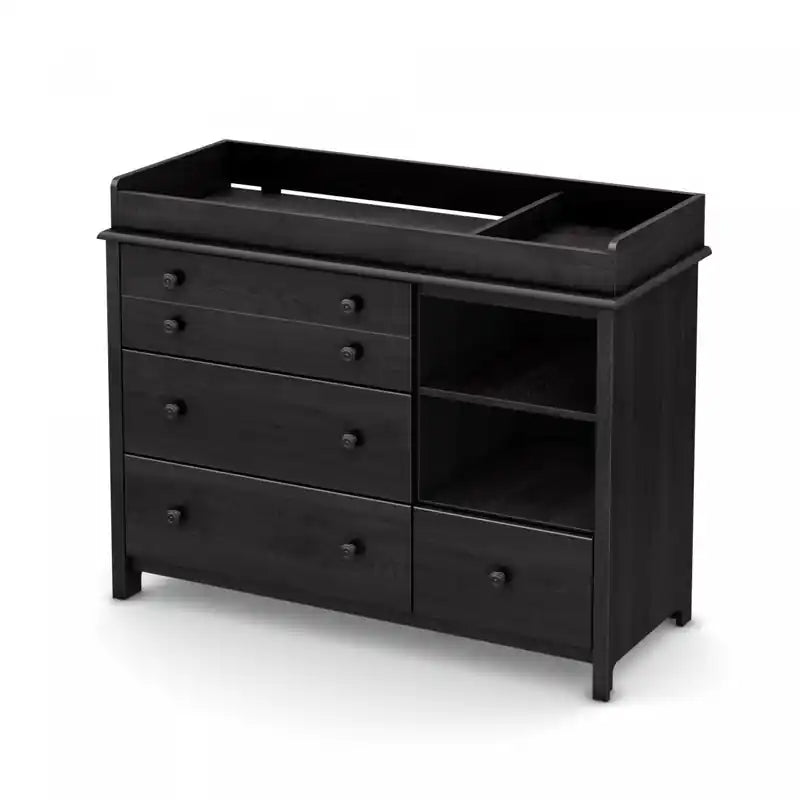Little Smileys Changing Table With Station - Gray Oak