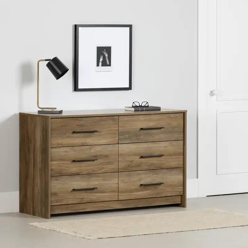 Commode 6 tiroirs - Mangue naturelle