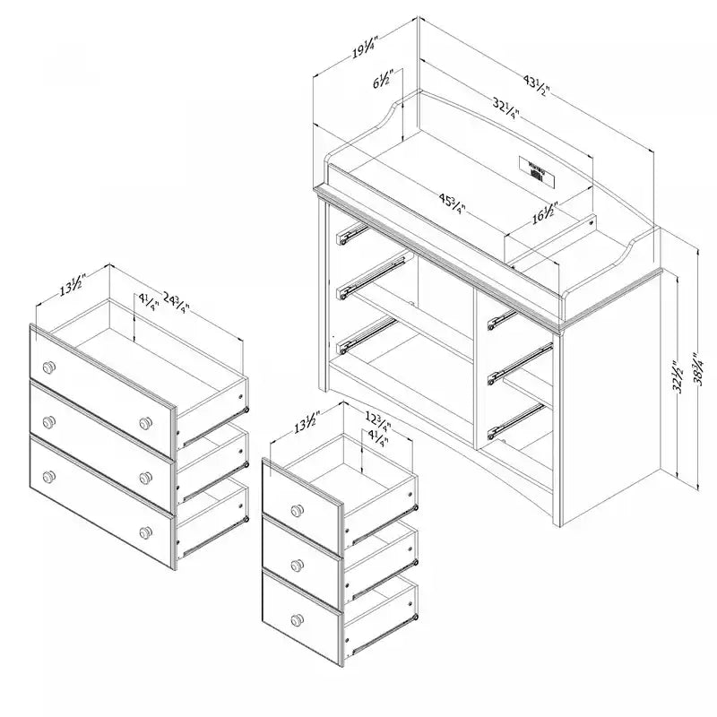 Table à langer avec contour amovible - Blanc pur