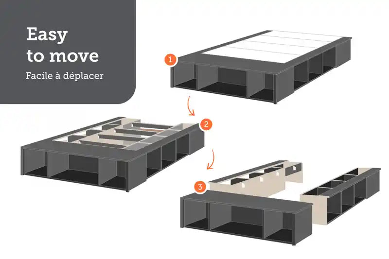 Lit Plateforme De Rangement Flexible Avec Paniers - Blanc Pur