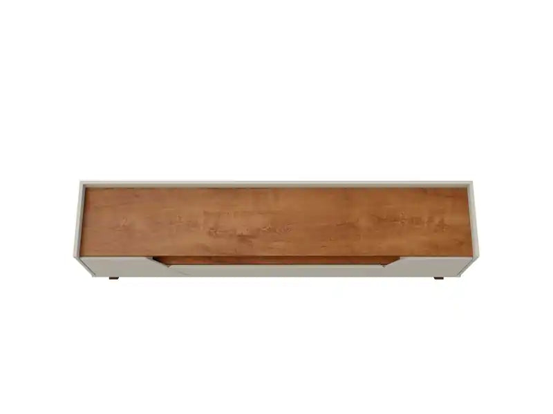 Meuble TV Mid-Century Modern 70.86 avec pieds en bois massif - Greige et Naturel