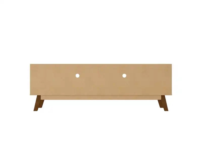 Meuble TV Mid-Century Modern 70.86 avec pieds en bois massif - Greige et Naturel