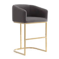 Manhattan Comfort Louvre 36 Stainless Steel Counter Height Barstool - Grey & Titanium Gold
