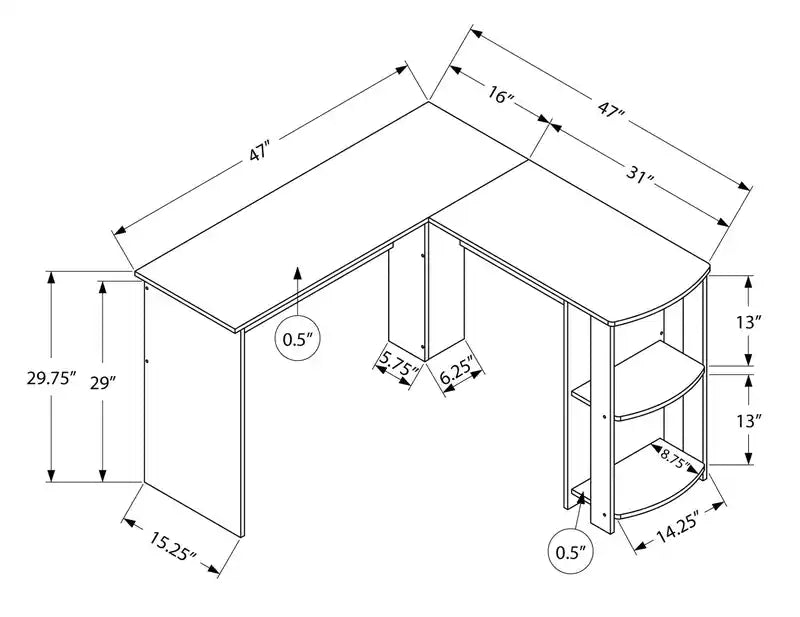 Bureau en L avec étagère 47