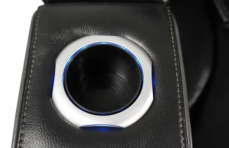 Causeuse inclinable électrique de massage en cuir véritable 74 avec appuie-tête électriques et accoudoirs de rangement