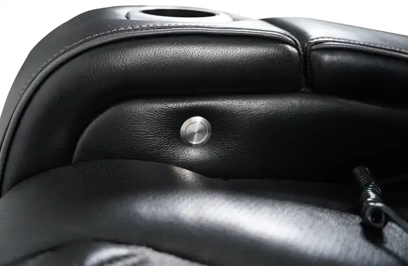 Causeuse inclinable électrique de massage en cuir véritable 74 avec appuie-tête électriques et accoudoirs de rangement
