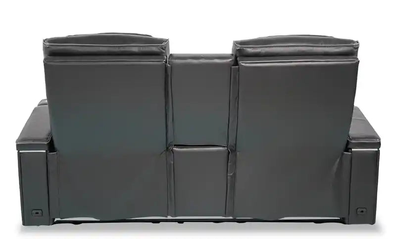 Causeuse inclinable électrique de massage en cuir véritable 74 avec appuie-tête électriques et accoudoirs de rangement