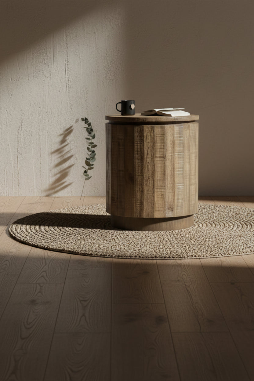 Elm 20 Round Rustic Pine End Table