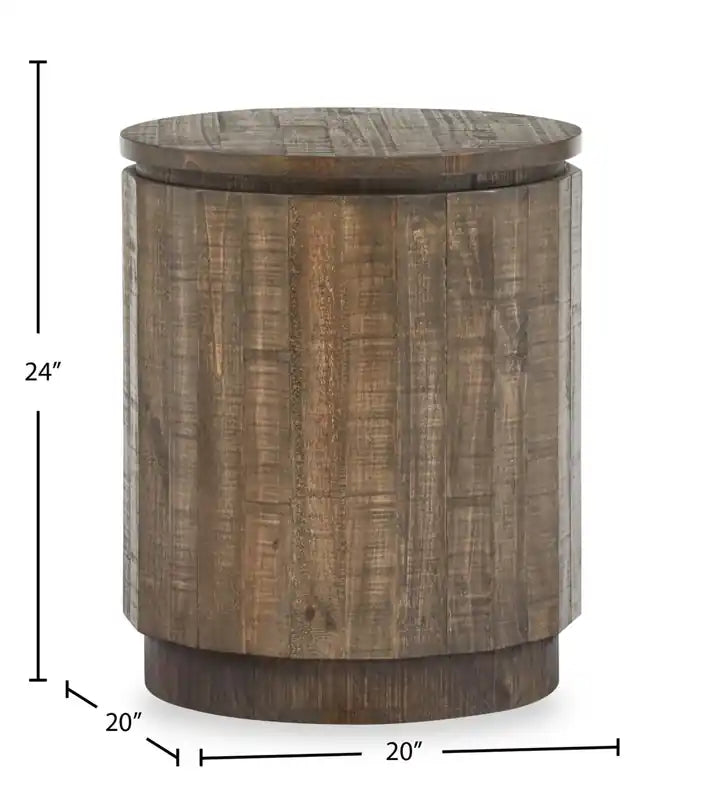 Table d'appoint rustique en pin, ronde, 20 pouces