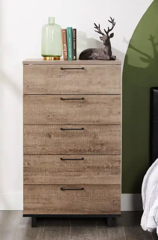 Commode de chambre à 5 tiroirs, 29 po larg.