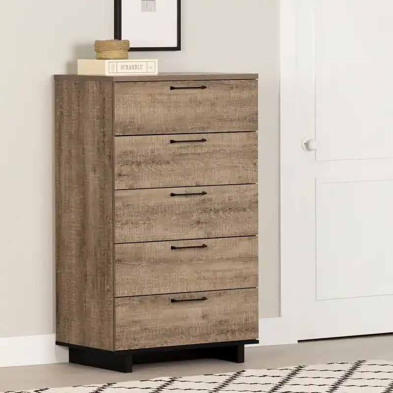 Commode de chambre à 5 tiroirs, 29 po larg.