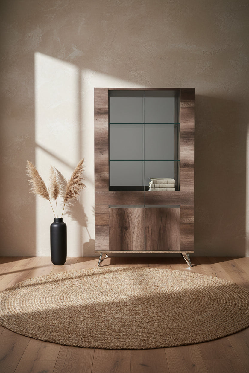 Gino Dining Curio with Storage & Glass Display Shelves - Made in Italy, Modern, 42W
