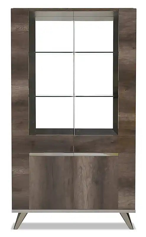 Vitrine de salle à manger avec rangement et étagères en verre - Fabriquée en Italie, moderne, 42" L