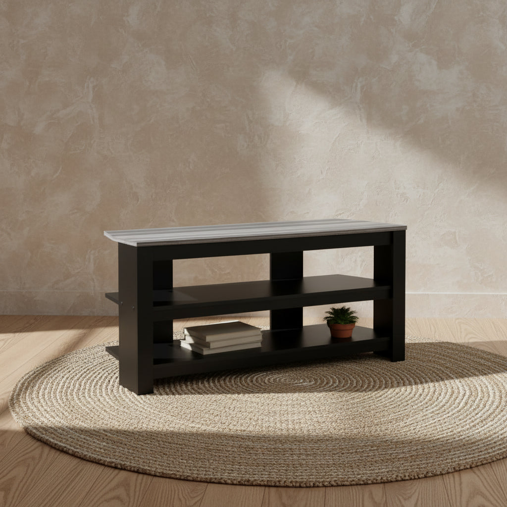 Ira 42 Modern TV Stand with Storage and Cable Management for TVs up to 45- Black and Grey