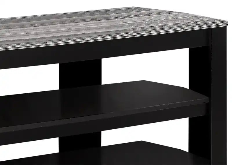 Meuble TV moderne 42 po avec rangement et gestion des câbles pour téléviseurs jusqu'à 45 po - Noir et Gris
