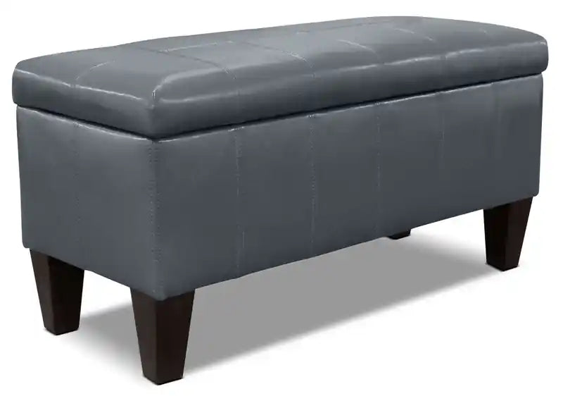 Pouf de rangement 40 po - Similicuir blanc