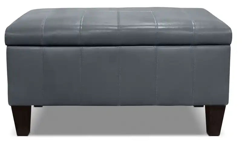 Pouf de rangement 40 po - Similicuir blanc
