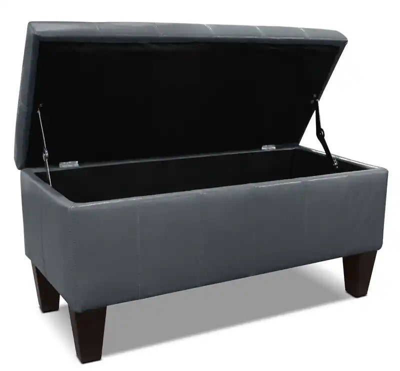 Pouf de rangement 40 po - Similicuir blanc