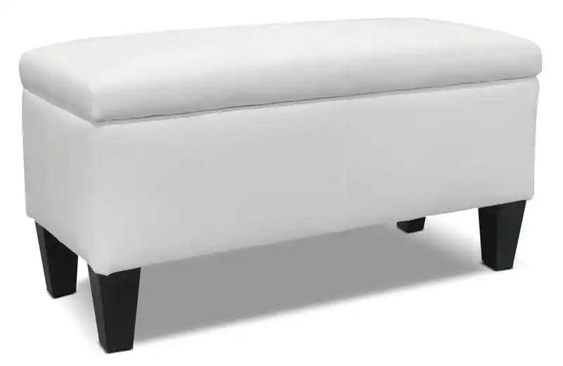 Jackson 40 Storage Ottoman - White Faux Leather