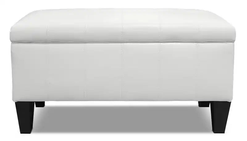 Pouf de rangement 40 po - Similicuir blanc
