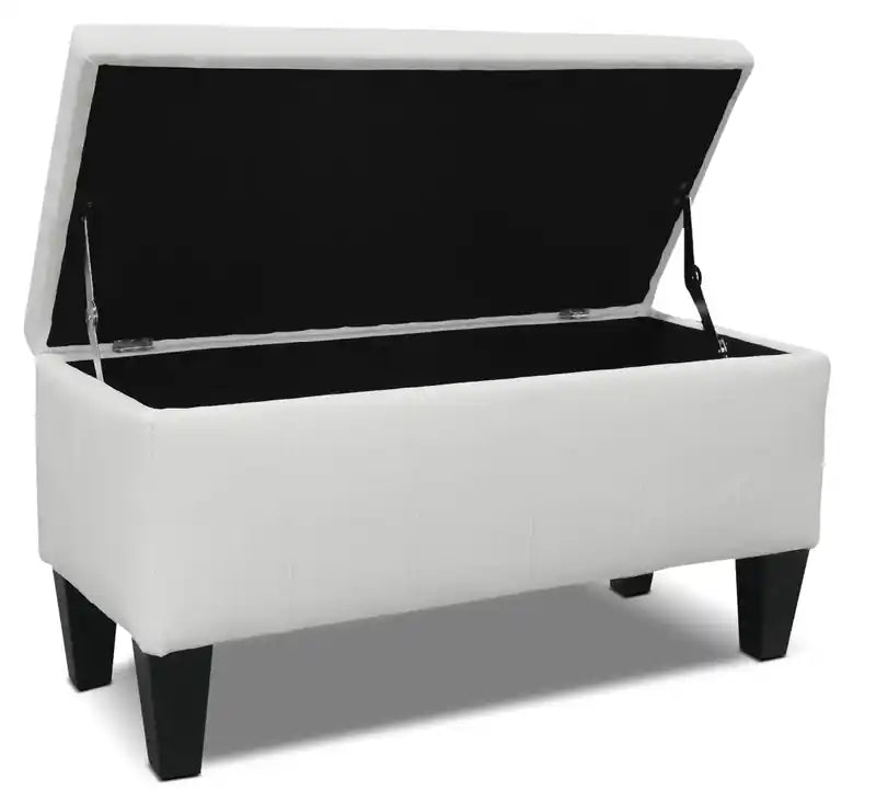 Pouf de rangement 40 po - Similicuir blanc