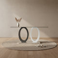 Jaye Dining Table with Glass Top, Pedestal Base, 63W - Grey & White