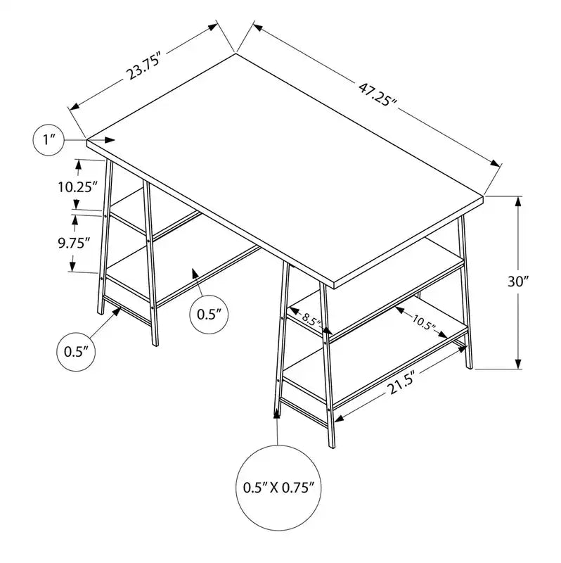 47.25 Bureau avec pieds tréteaux