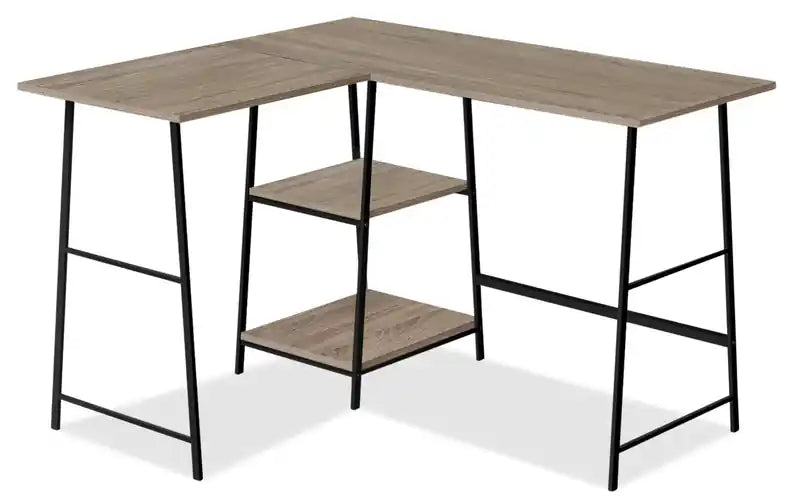 Keenan 47.25 L-shaped Office Desk with open Shelves