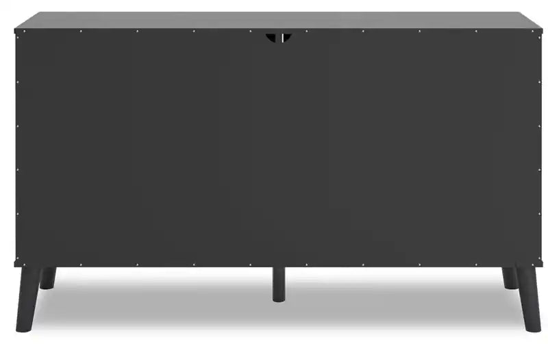 Commode de chambre à 6 tiroirs, 59L x 33,9H, style moderne milieu de siècle - Bicolore Noir et Beige