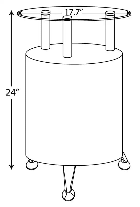Table d'appoint ronde moderne en verre de 17,72 po avec étagère – Noyer foncé et chrome