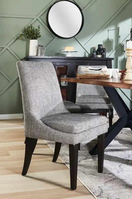 Chaise de salle à manger en tissu aspect lin