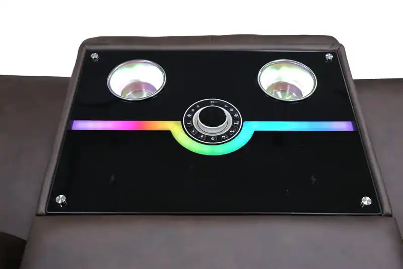Canapé inclinable électrique en cuir véritable 85 avec audio immersif et appuie-tête électriques