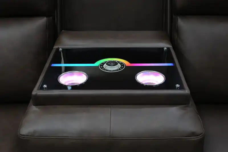 Canapé inclinable électrique en cuir véritable 85 avec audio immersif et appuie-tête électriques