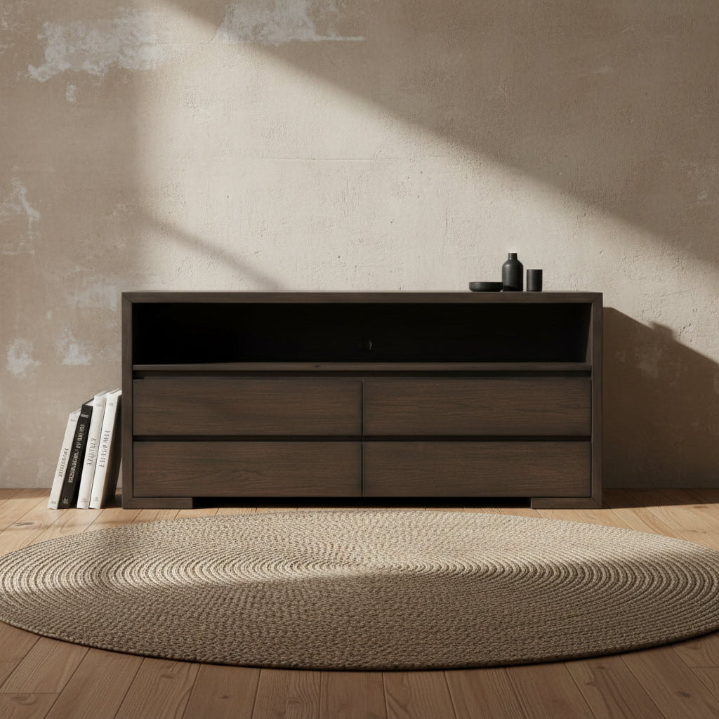 Zelda 64 TV Stand with Storage and Cable Management  Warm Mocha
